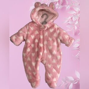 NEW Duck Duck Goose Sleeper Snowsuit Fluffy & Soft Jersey lined Pink 0-3m Baby